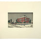 Estampe Japonaise banque Japon, Tokyo Meiji hiver, Inoue Yasuji, pont Eitai, architecture occidentale Japon, gravure sur bois, neige, calèche, avec passe-partout