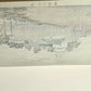 Estampe Japonaise de Yasuji Inoue représentant la tour Fujimi-yagura avec cavaliers devant le Palais impérial verso