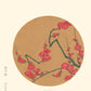 Estampe Japonaise de fleur de pruniers rose dans un rond
