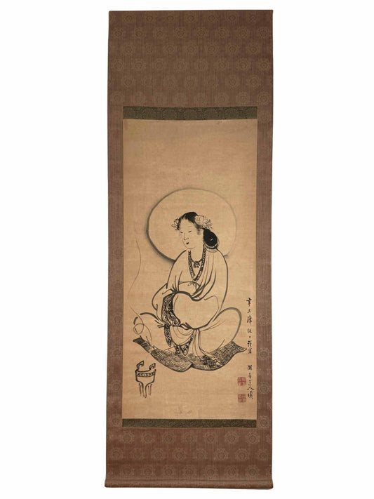 Kakejiku ancien représentant Kannon sous un halo