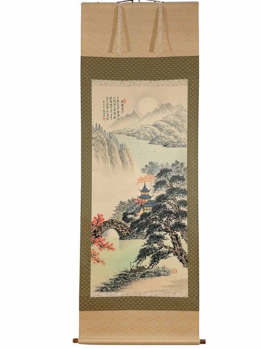 kakejiku paysage automne temple, vue entiere