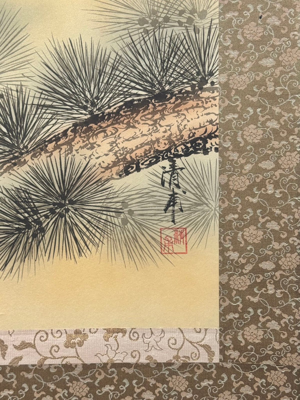 Kakejiku ancien – Deux grues en vol devant le mont Fuji