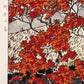 estampe japonaise Kasasmatsu shiro campagne automne érable rouge, calligraphie japonaise