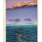 estampe japonaise de kasamatsu soleil levant sur le lac