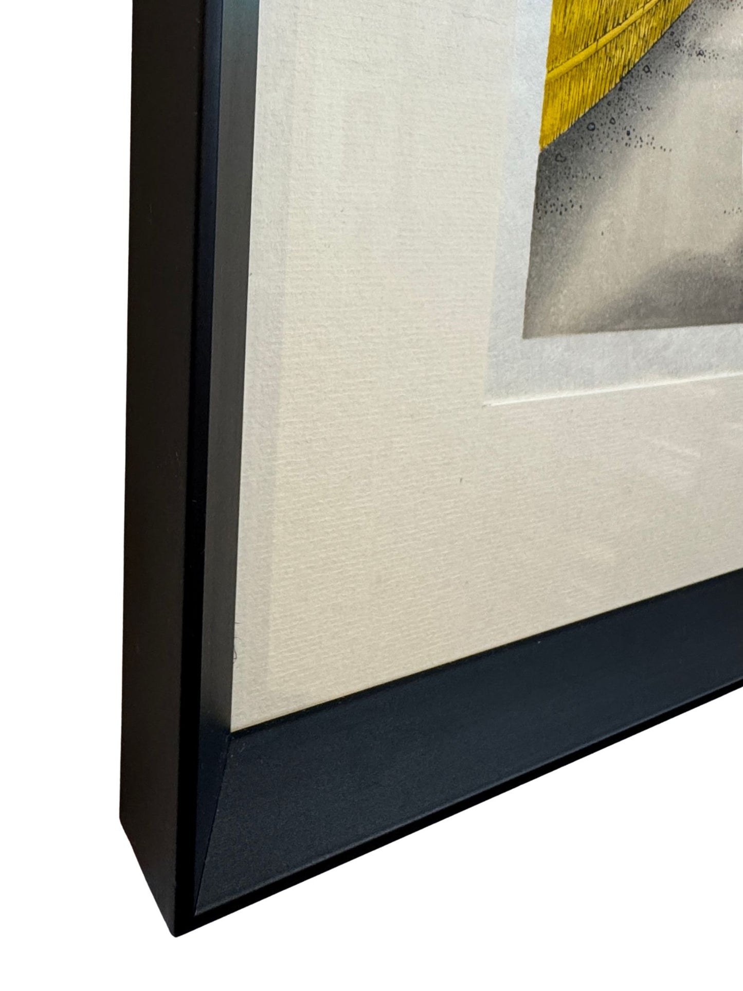 estampe de Kato encadrée avec cadre en pente noire, angle et dos du cadre