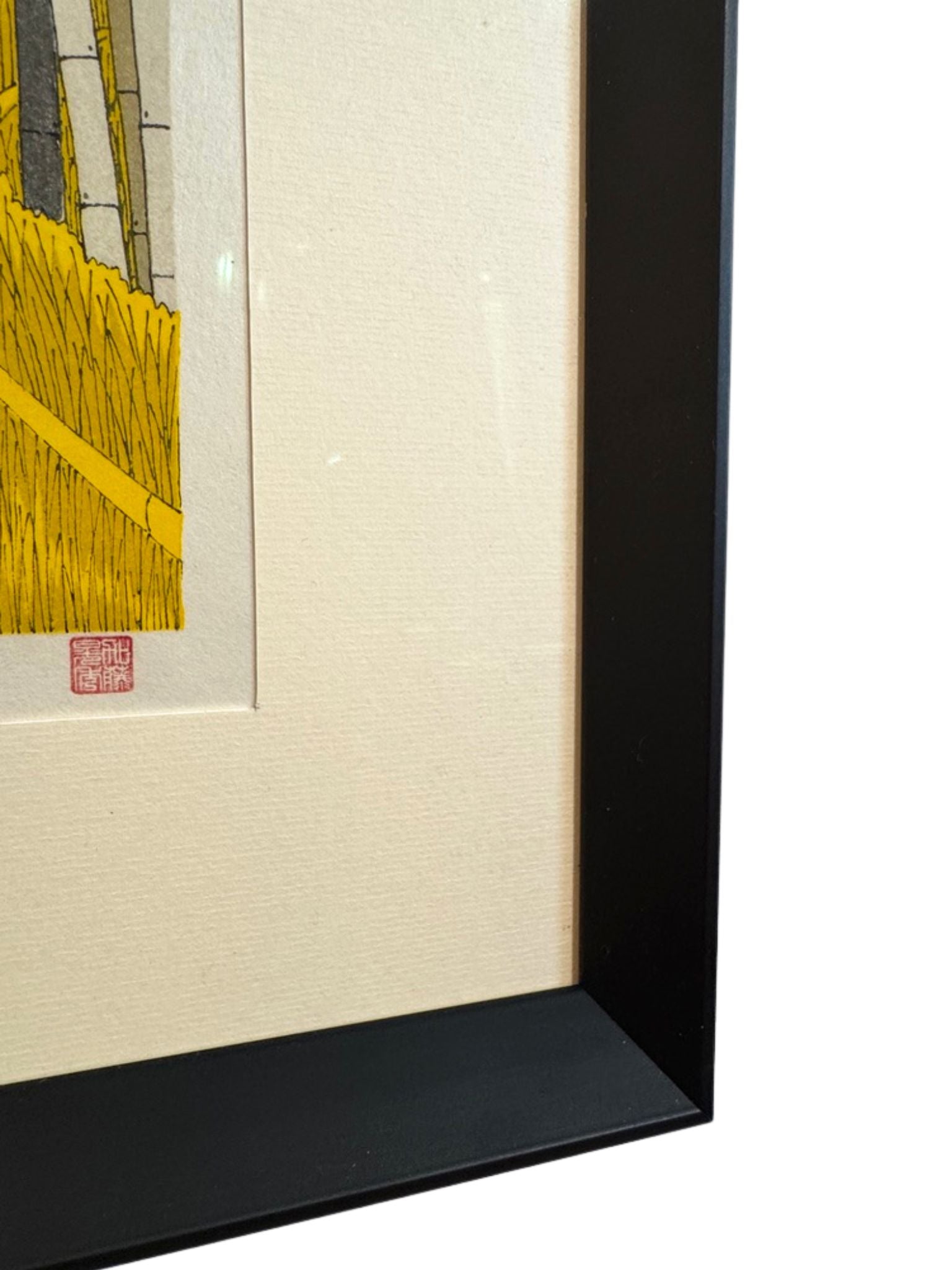 estampe de Kato encadrée avec cadre en pente noire, angle intérieur