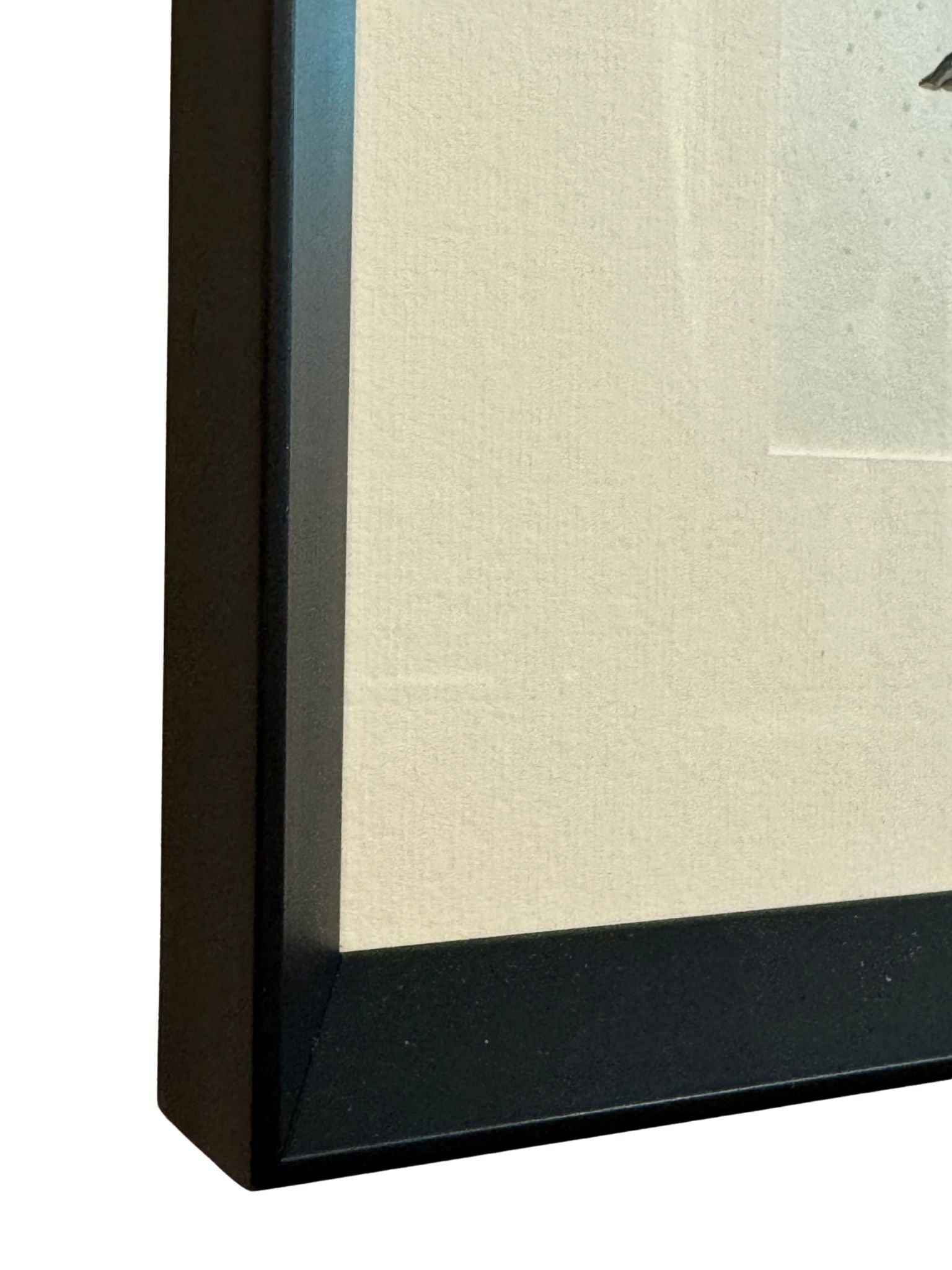 estampe japonaise encadrée de Teruhide Kato, gros plan sur l'angle du cadre