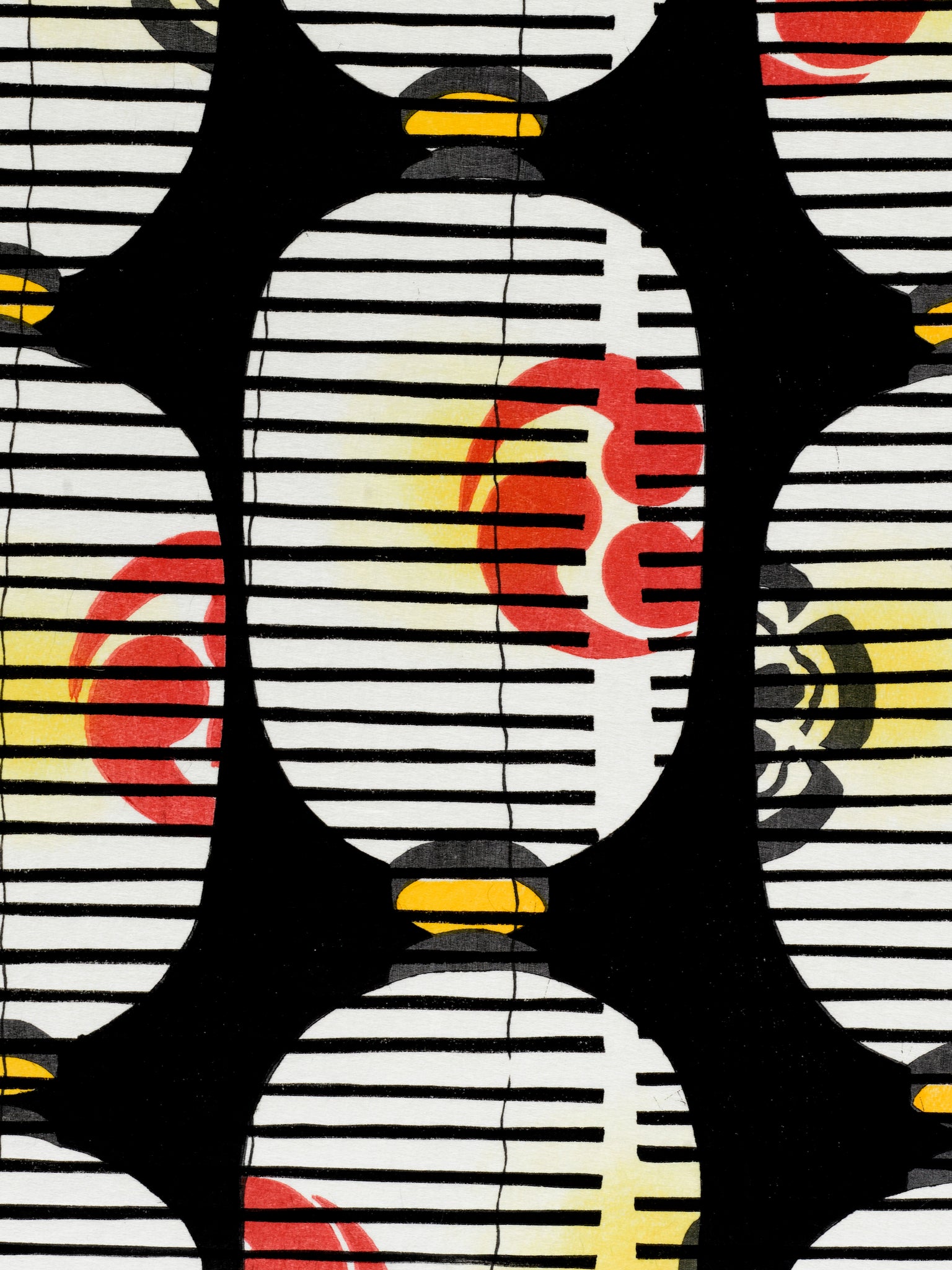 estampe japonaise de Teruhide Kato lanternes japonaises, gros plan lanterne blanche motif rouge