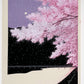 estampe japonaise contemporaine de teruhide kato nuit de pleine lune de printemps et cerisiers en fleurs et lune sur ciel violet