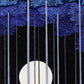 estampe japonaise contemporaine la pleine lune arbres bleus au dessus et au dessous, la pleine lune