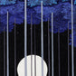 estampe japonaise contemporaine la pleine lune arbres bleus au dessus et au dessous, la pleine lune