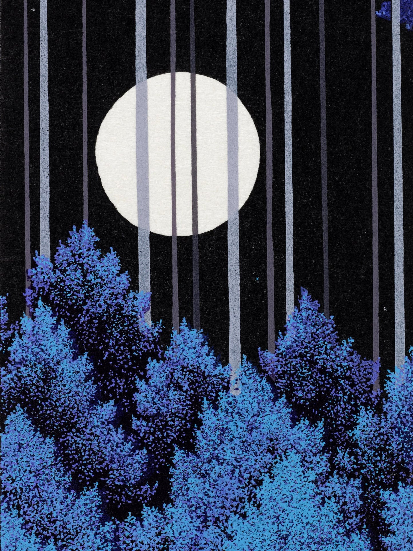 Estampe Japonaise Encadrée de Teruhide Kato | Lune Bleue (Aotsuki)