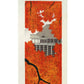 estampe japonaise de Teruhide Kato du temple Kiyomizu apparaissant derrière un rideau d'érables rouge à l'automne