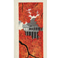 estampe japonaise de Teruhide Kato du temple Kiyomizu apparaissant derrière un rideau d'érables rouge à l'automne
