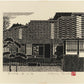 Estampe japonaise monochrome de Terashi Katsujirô représentant l’Académie Shôkasonjuku à Hagi