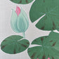 Estampe Japonaise de Kawarazaki | Nymphea bouton de fleur rose et feuilles