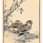 Estampe japonaise de deux canards sarcelles endormis sur une berge, par Kōno Bairei