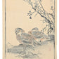 Estampe japonaise de deux canards sarcelles endormis sur une berge, par Kōno Bairei verso