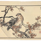 Estampe japonaise de Kono Bairei représentant un faucon avec un moineau entre ses serres sur une branche d’érable