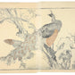 Estampe japonaise Bairei couple de pâon perchés en hiver, le verso