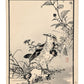 Estampe japonaise de Kono Bairei d'un étourneau gris au bord de l’eau avec fleurs