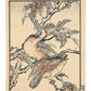 Estampe Japonaise de Kōno Bairei montrant deux engoulevents sur une branche de châtaignier