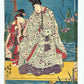 Estampe Japonaise de Kunisada | Printemps sur un ponton aux iris partie centrale du tripyque