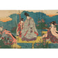 Estampe Japonaise de Kunisada | Printemps sur un ponton aux iris triptyque