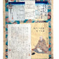 Estampe Japonaise de Kunisada représentant son autoportrait entouré de poèmes et d'éléments biographiques, page titre de la série des 36 courtisanes de renom