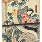 estampe japonaise de Kunisada femme avec parchemin et personnage avec tête d'éléphant