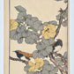 estampe japonaise couple d'oiseau et hibiscus à fleurs jaunes