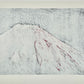 Estampe Japonaise de Kinoshita Taika représentant le sommet du mont Fuji rouge dans le noir de la nuit, le verso