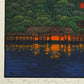 Estampe Japonaise de Kinoshita Taika représentant le grand torii du sanctuaire Itsukushima-jinja à Miyajima la nuit, détail du numéro de série et du titre