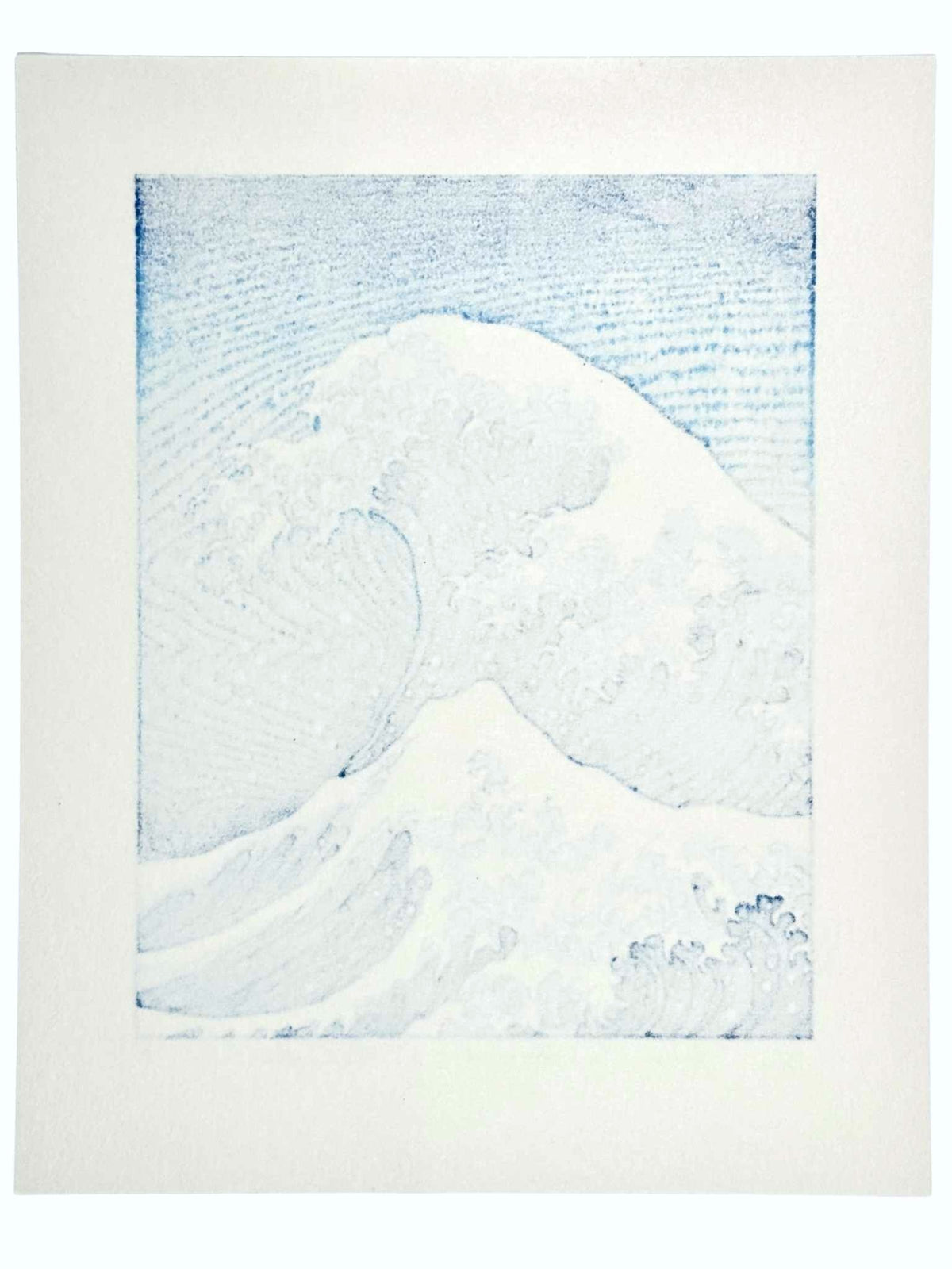 Estampe Japonaise en petit format de Kinoshita Taika en hommage à l'estampe de Hokusai Sous la grande vague de Kanagawa, le verso