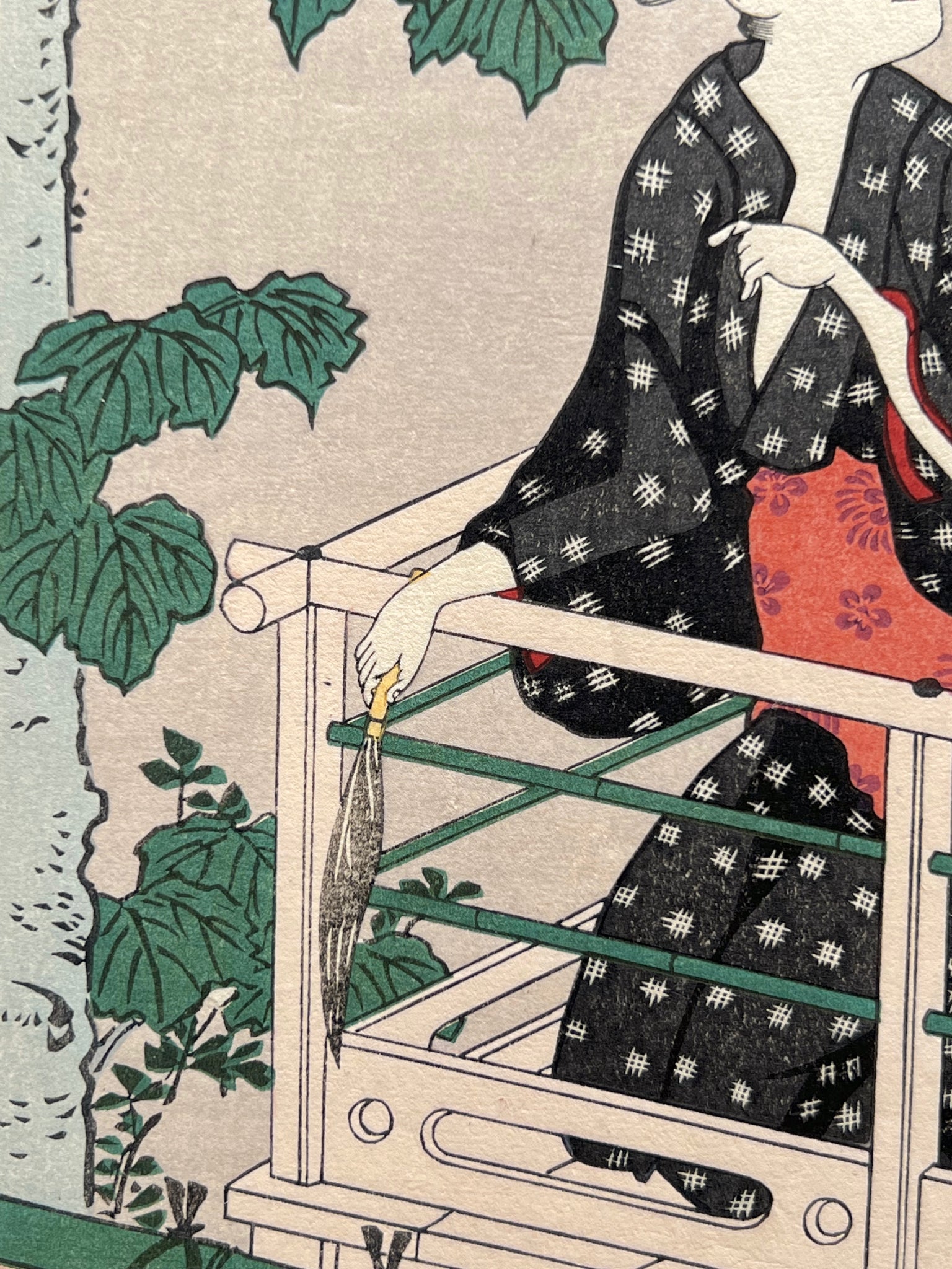 estampe japonaise femme, détail kimono et main