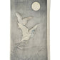 estampe japonaise de Koitsu, couple de canards volant au dessus des roseaux une nuit de pleine lune, le verso de l'estampe