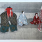 estampe japonaise Kogyo tsukioka, trois acteurs de theatre no, fantôme et mère et fille face à mirroir