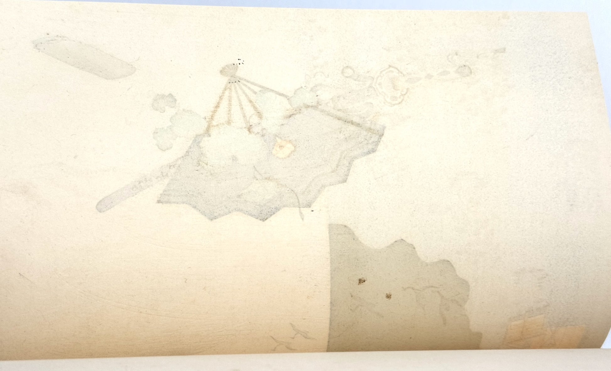 Estampe Japonaise de Kojima Gyokuho, paysage hiver, éventail, sabre, dos estampe