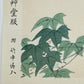 estampe japonaise oiseau sur une branche d'érable vert, calligraphie japonaise