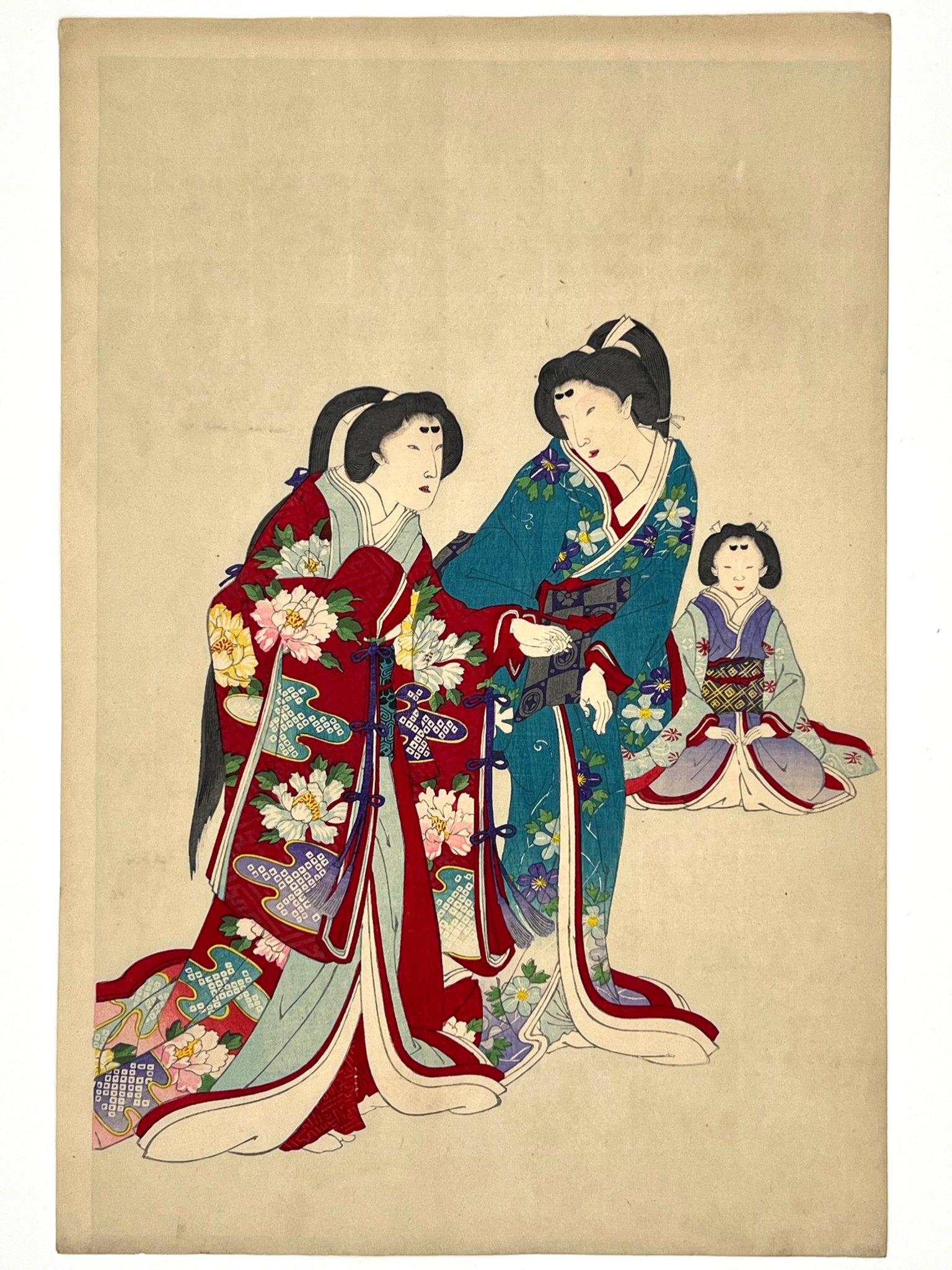 Estampe Japonaise de Kunichika | Les épouses de Tokugawa Ieyasu partie centrale