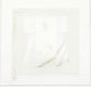 estampe japonaise de Kunio Kaneko, kimono blanc avec Kanji sur fond or et argent, le verso