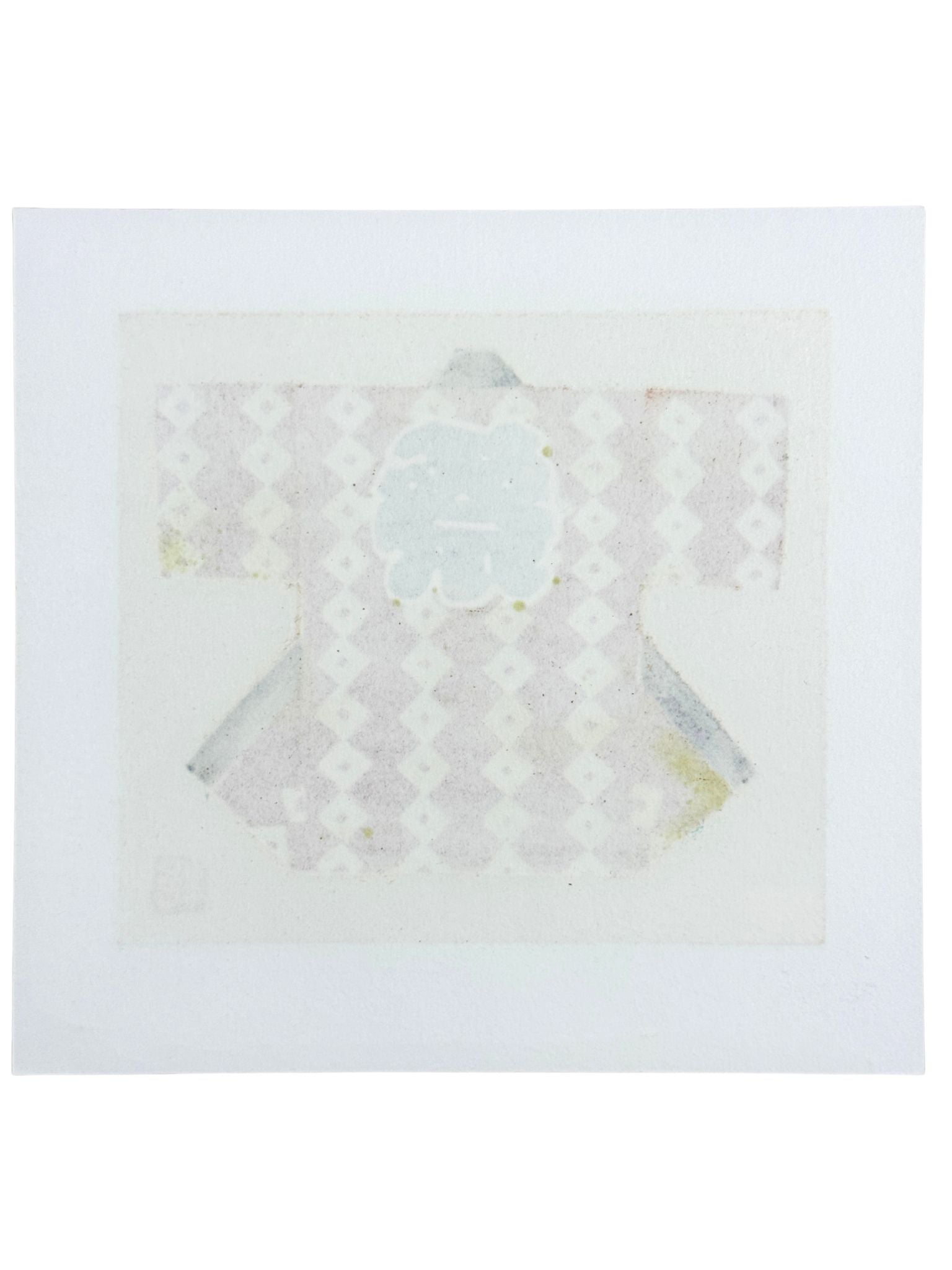 Estampe japonaise de Kunio Kaneko, happi rouge et noir avec Kanji du festival sur fond or et argent verso