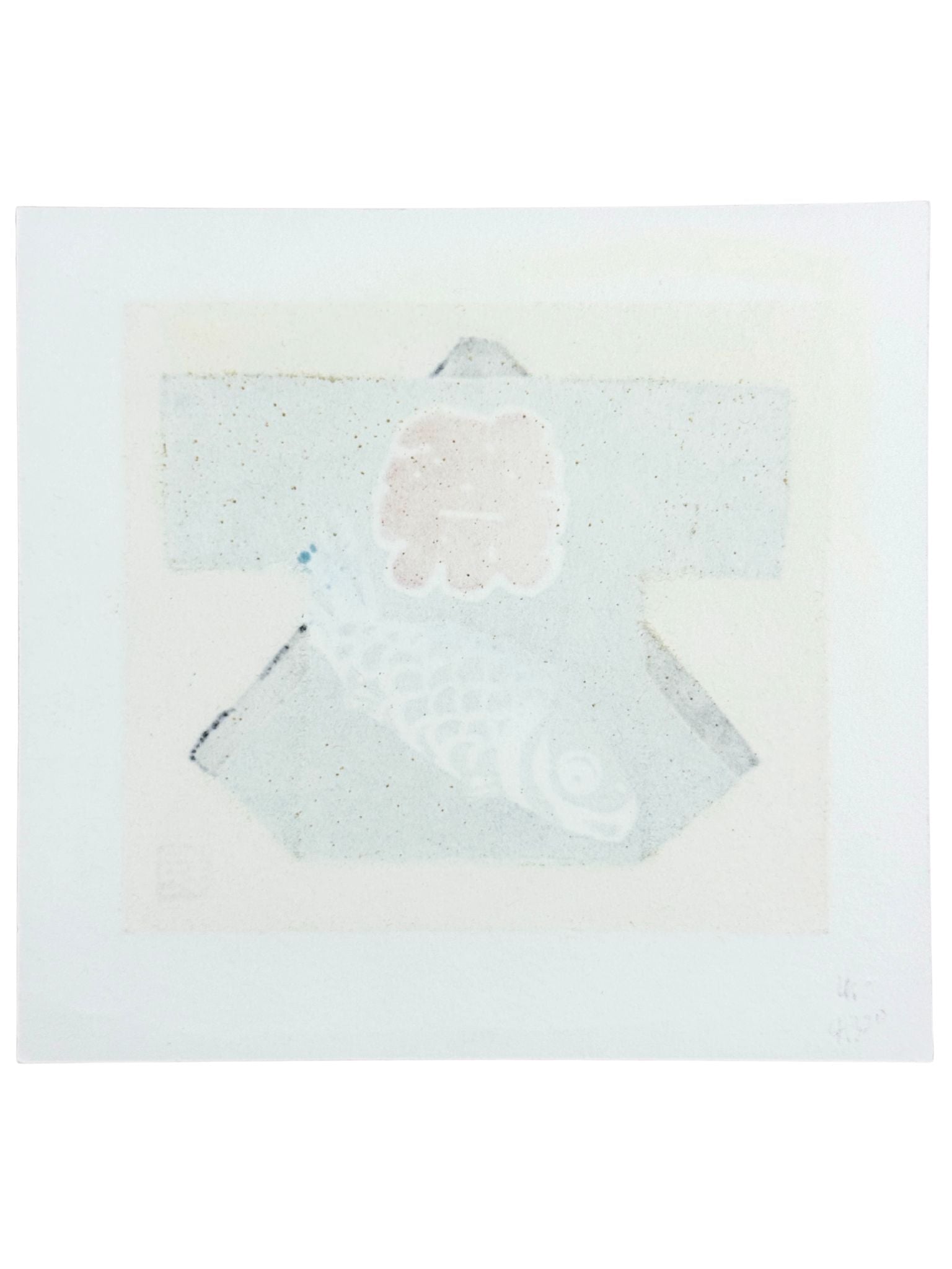 Estampe japonaise de Kunio Kaneko, happi bleu et noir avec carpe et Kanji du festival sur fond or et argent verso