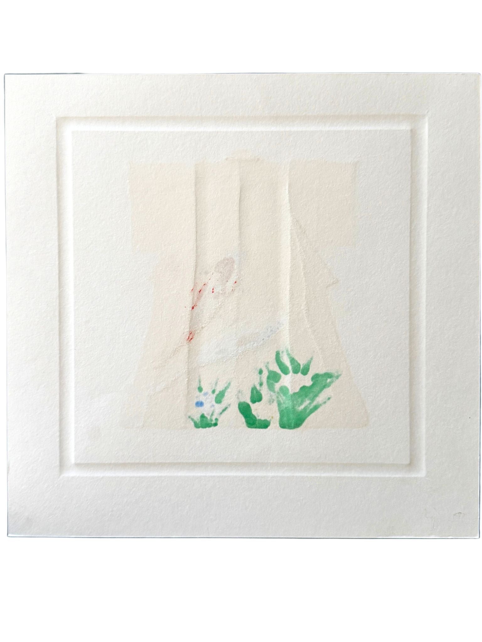 Estampe Japonaise de Kunio Kaneko représentant un kimono orné de carpes Koï et d’iris, le verso