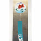 estampe japonaise contemporaine de Kunio Kaneko, une clochette furin avec poisson rouge et vague sur fond or et argent