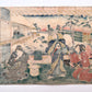 estampe japonaise samouraï et courtisanes paysage de neige, texte calligraphié, dos de l'estampe