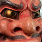 masque théatre Noh démon rouge yeux dorés