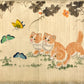 makimono japonais ancien, chatons et papillons détail 1
