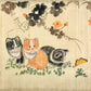 makimono japonais ancien, chatons et papillons détail  9