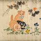 makimono japonais ancien, chatons et papillons détail 3